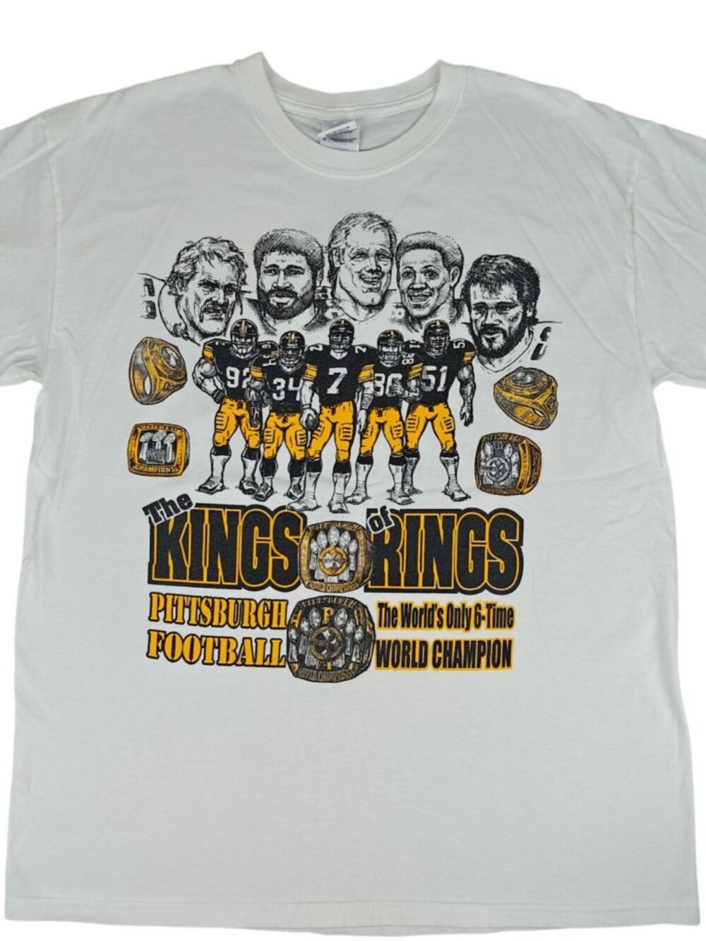 Pittsburgh Steelers Kings Of Rings Men's Graphic T-Shirt White L 100% Cotton